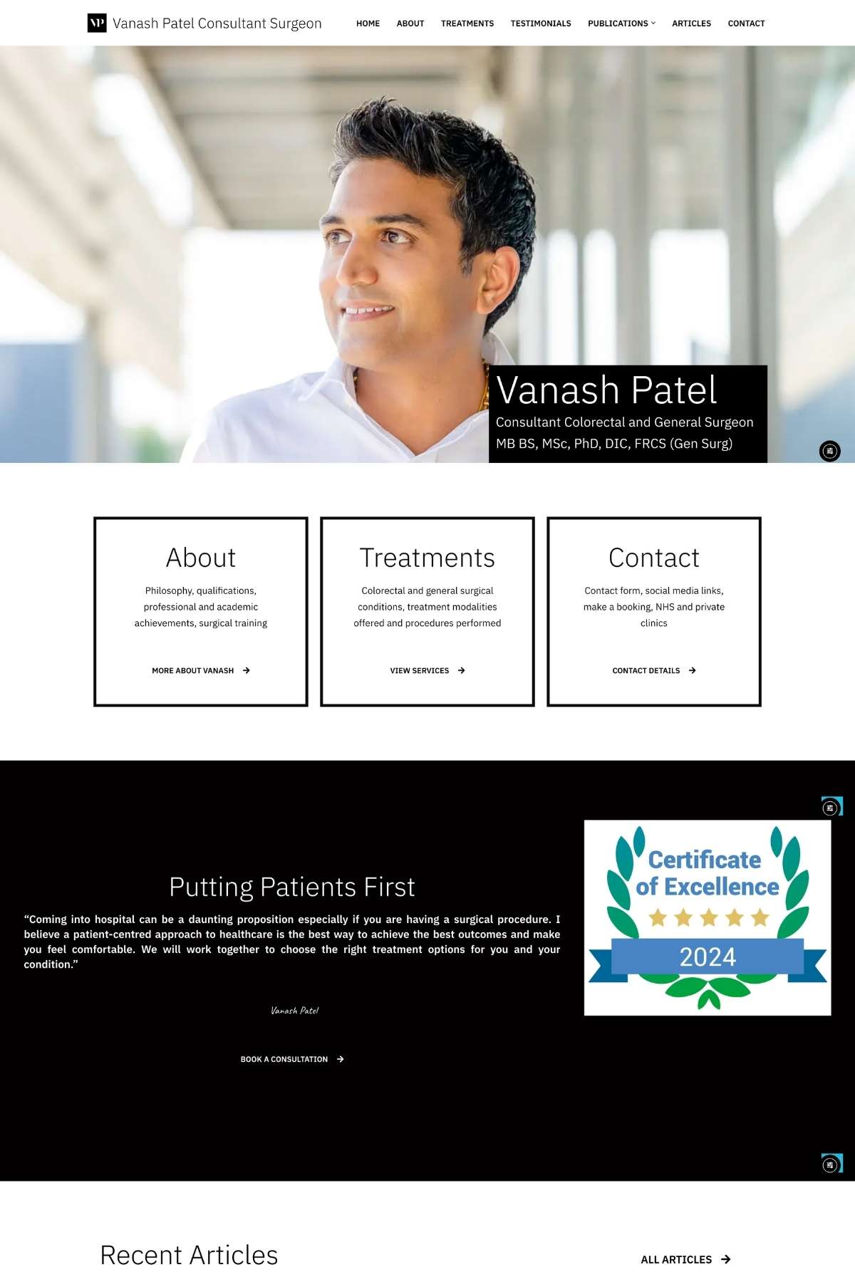 vanashpatel.com landing page